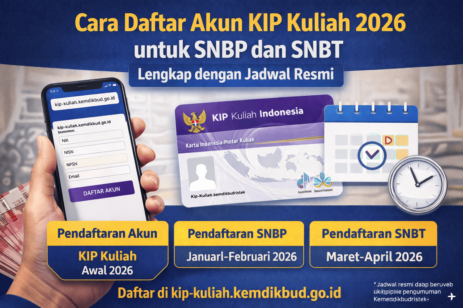 Cara Daftar Akun KIP Kuliah 2026 untuk SNBP dan SNBT, Lengkap dengan Jadwal Resmi