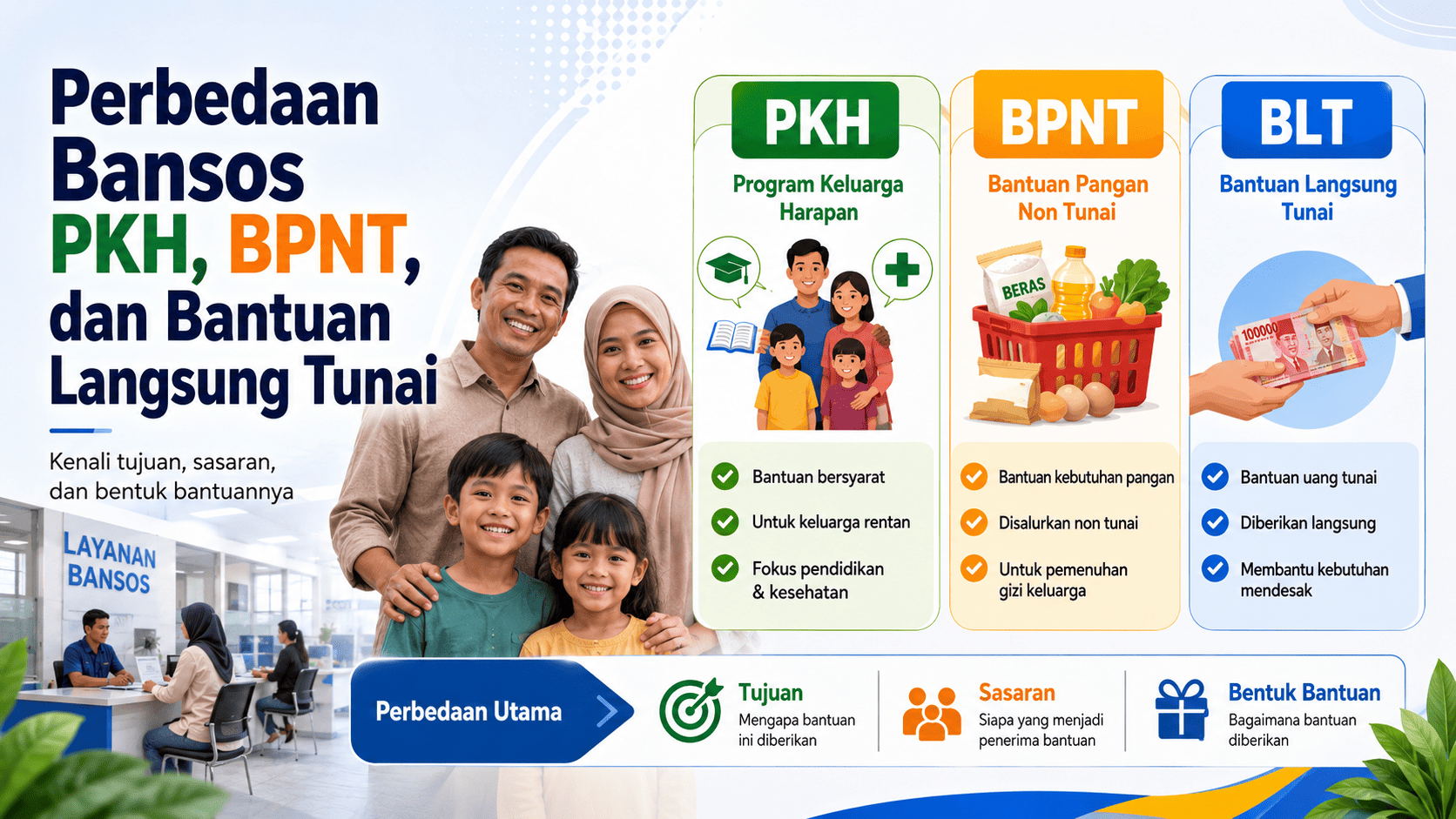 Perbedaan Bansos PKH, BPNT, dan Bantuan Langsung Tunai